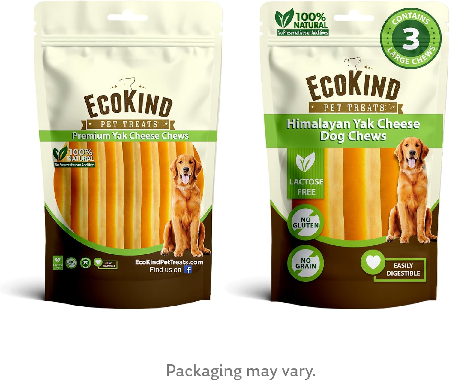 EcoKind Himalayan Yak Cheese Dog Chew | All Natural Premium Dog Treats, Healthy & Safe for Dogs, Long Lasting, Treats for Dogs, Easily Digestible, for All Breeds & Sizes (Large, 4-Pack)
