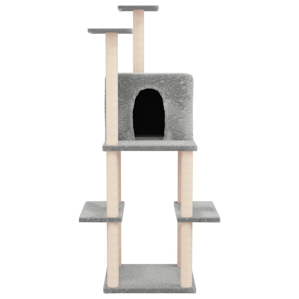 NNEVL Cat Tree with Sisal Scratching Posts Light Grey 144.5 cm