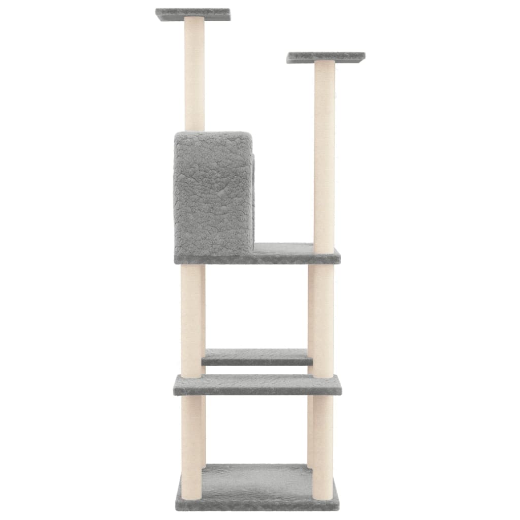 NNEVL Cat Tree with Sisal Scratching Posts Light Grey 144.5 cm