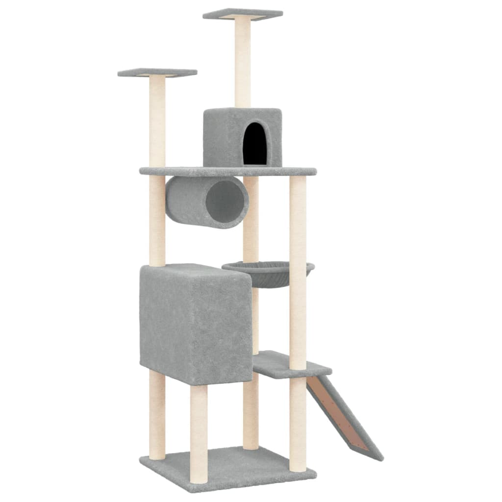 NNEVL Cat Tree with Sisal Scratching Posts Light Grey 168 cm