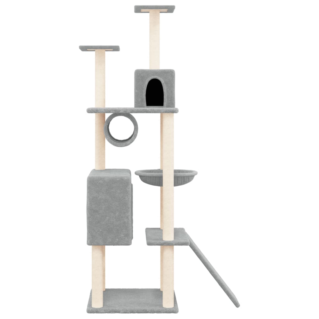 NNEVL Cat Tree with Sisal Scratching Posts Light Grey 168 cm
