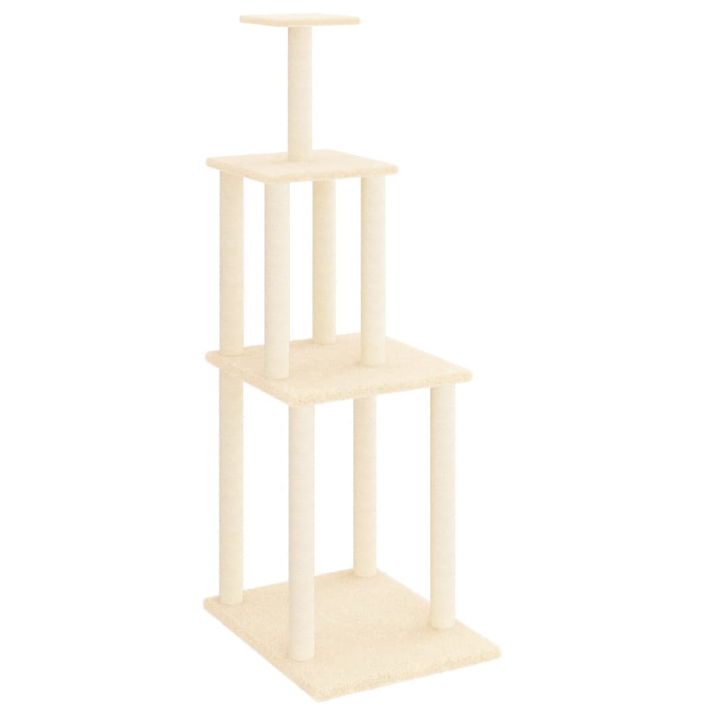 NNEVL Cat Tree with Sisal Scratching Posts Cream 149 cm