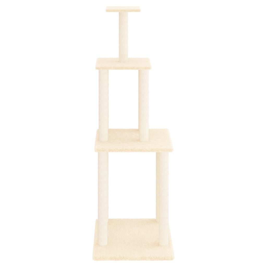 NNEVL Cat Tree with Sisal Scratching Posts Cream 149 cm