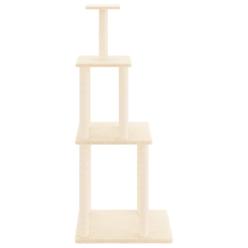 NNEVL Cat Tree with Sisal Scratching Posts Cream 149 cm
