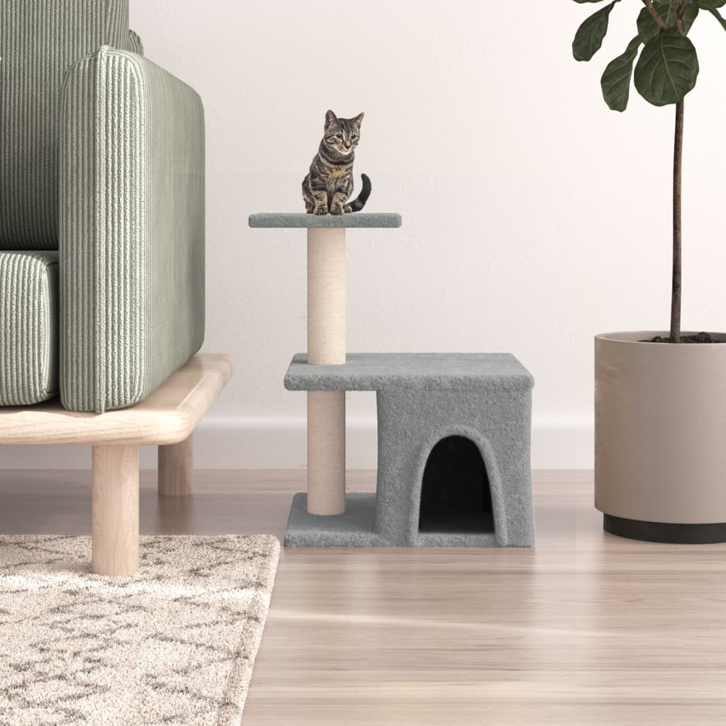 NNEVL Cat Tree with Sisal Scratching Posts Light Grey 48 cm